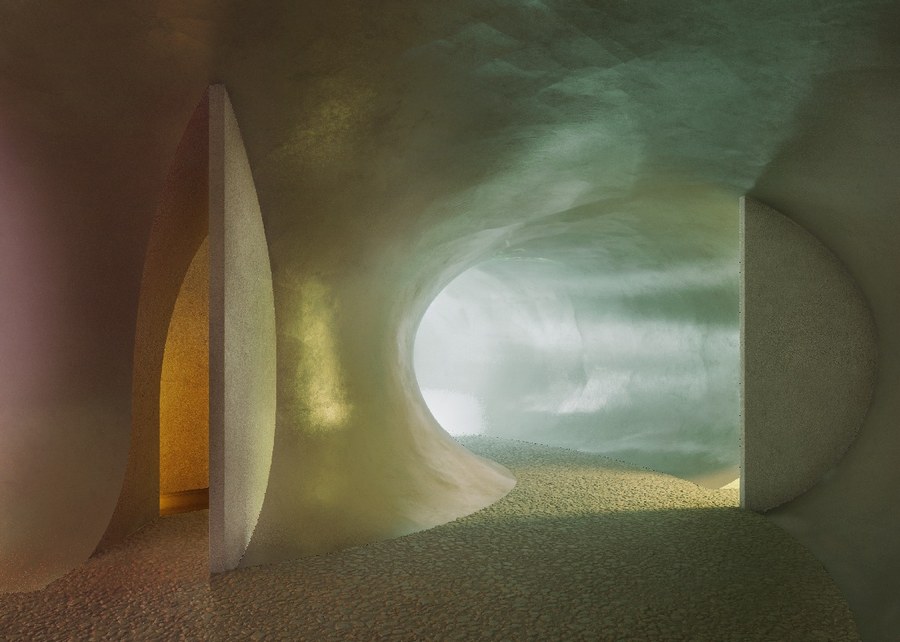 Das Licht taucht die Kirche in unterschiedliche Farben. Bild: Herzog & de Meuron