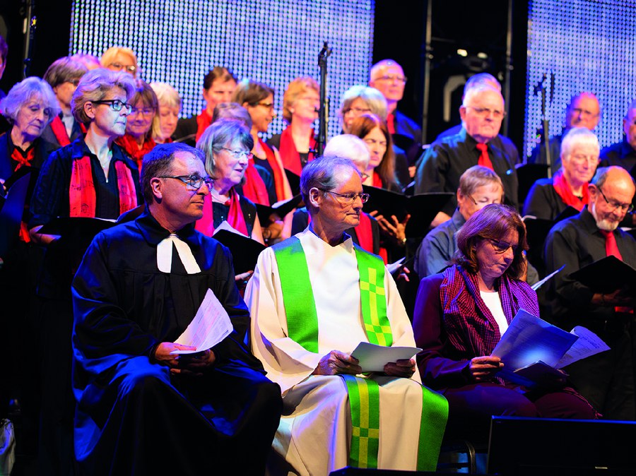 Eröffnung Kirchentag 2018 mit Michel Müller, Kirchenratspräsident Reformierte Kirche Kanton Zürich, und Josef Annen, in 2018 Generalvikar Katholische Kirche Kanton Zürich.