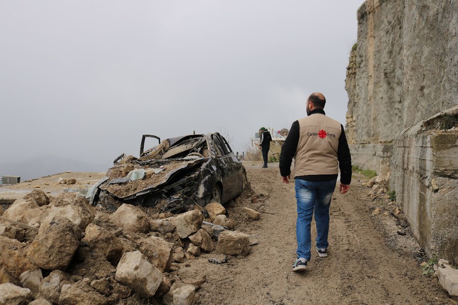Zerstörung durch das Erdbeben ist überall. Foto: Caritas Syrien