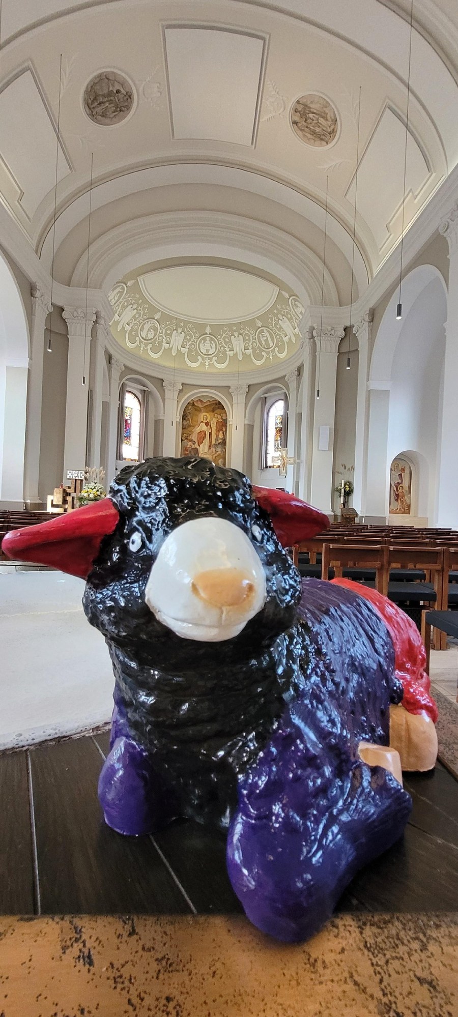 Mit roten Ohren kommt das schwarz-lila Schaf der Pfadfis daher. Foto: Saskia Richter