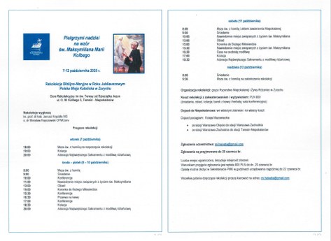 Niepokalanów rekolekcje